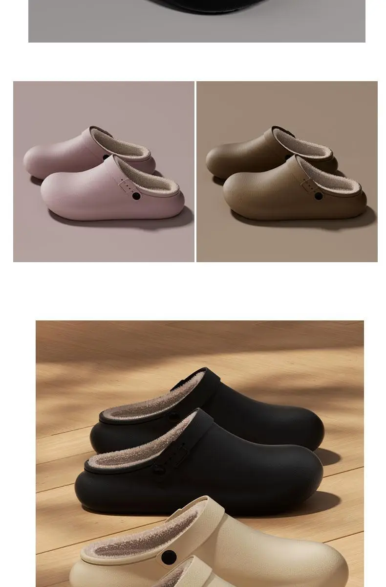 Waterproof Cotton Slippers for Women Autumn Winter Warm Thick Soles — feature 14
