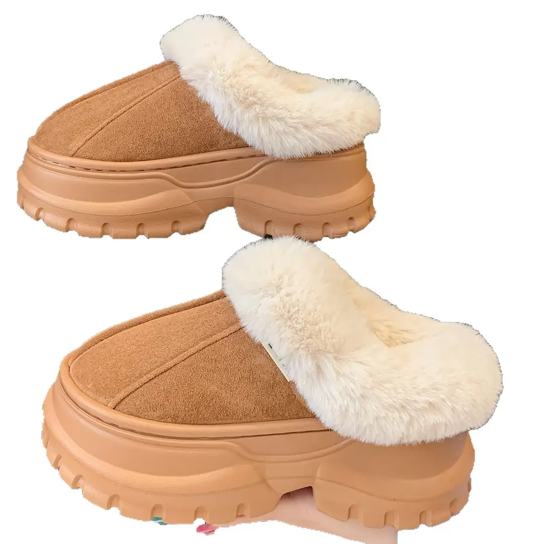 8.0 Thick-Soled Cotton Slippers for Women in Autumn and Winter 2025 New Outer Wear Warm Fleece-Lined Indoor Home Cotton Slippers with Heels - Image 7