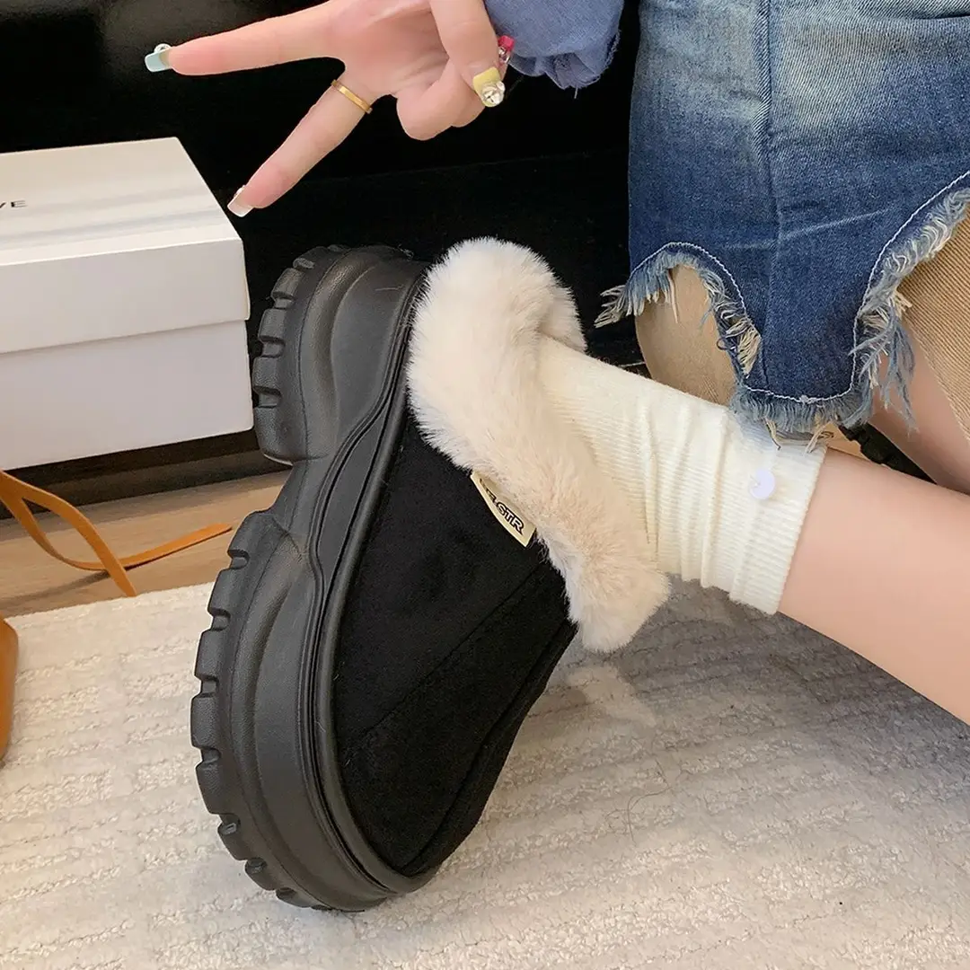 8.0 Thick-Soled Cotton Slippers for Women in Autumn and Winter 2025 New Outer Wear Warm Fleece-Lined Indoor Home Cotton Slippers with Heels — feature 10
