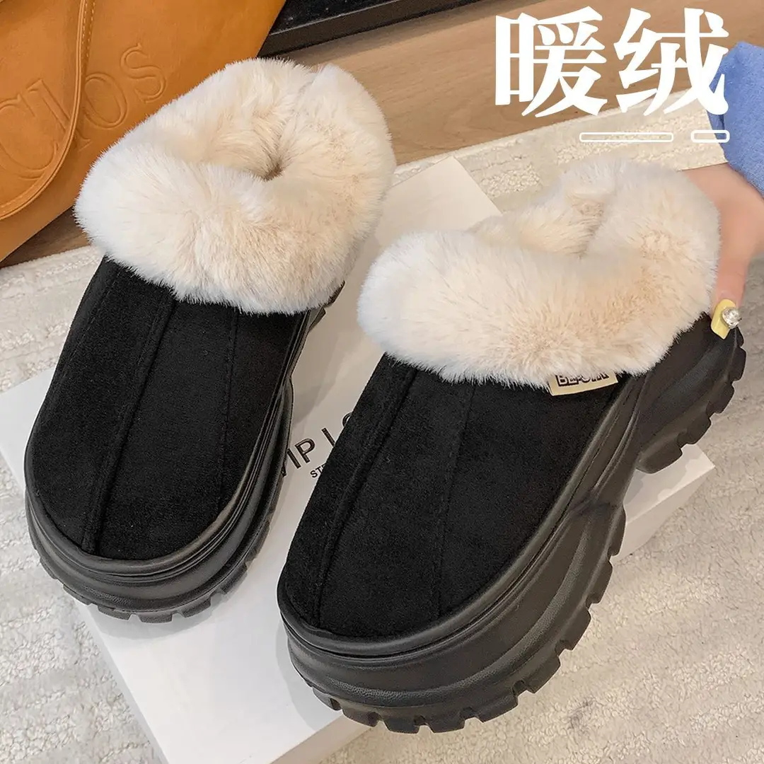8.0 Thick-Soled Cotton Slippers for Women in Autumn and Winter 2025 New Outer Wear Warm Fleece-Lined Indoor Home Cotton Slippers with Heels — feature 4