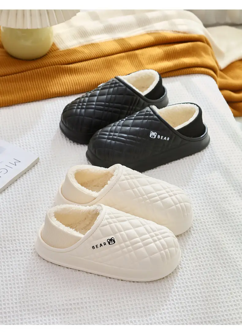 Women's Cream Waterproof Quilted Slippers Autumn Winter — feature 11