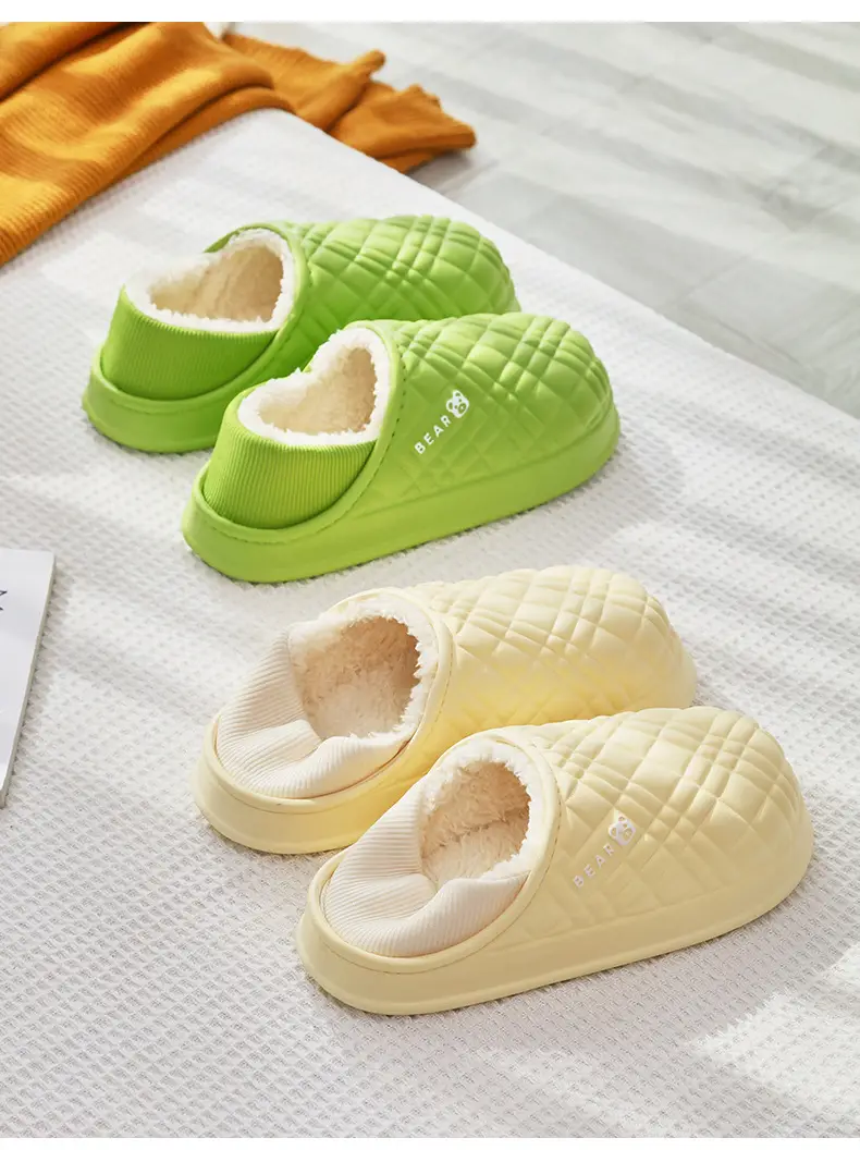 Women's Cream Waterproof Quilted Slippers Autumn Winter — feature 12
