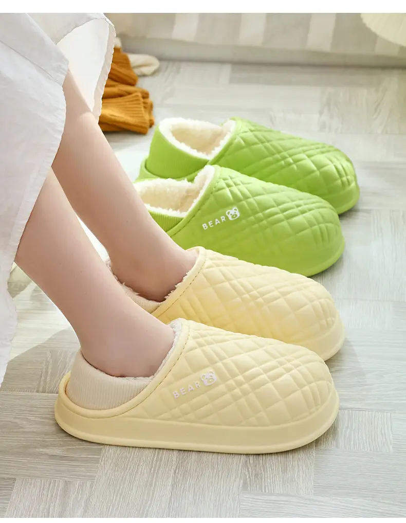 Women's Cream Waterproof Quilted Slippers Autumn Winter — feature 14