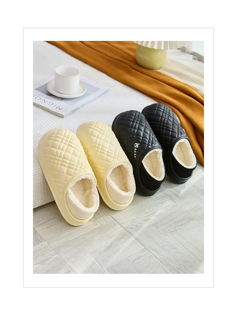 Women's Cream Waterproof Quilted Slippers Autumn Winter — feature 15