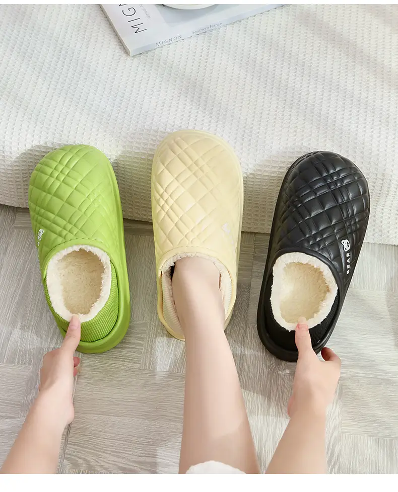 Women's Cream Waterproof Quilted Slippers Autumn Winter — feature 16