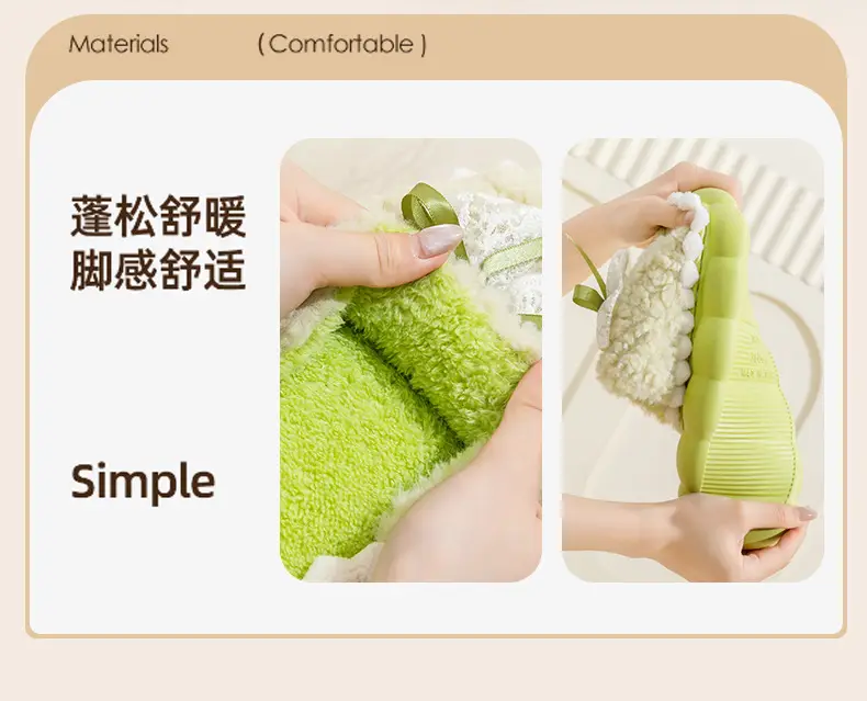 Autumn Winter Bow Furry Slippers for Women — feature 8