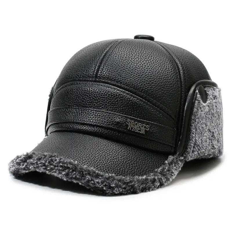 Men's Wool Ear Protection Cap Brown Winter Cold Proof