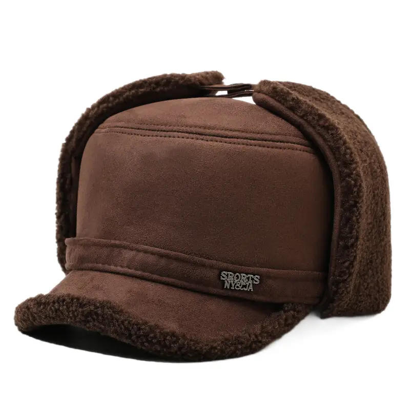 Men's Warm Brown Wool Ear Hat Winter Ear Protection Cap - Image 6