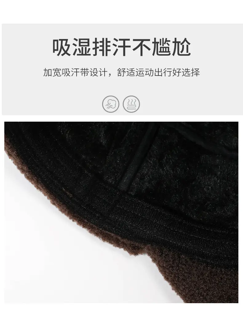 Men's Warm Brown Wool Ear Hat Winter Ear Protection Cap — feature 3