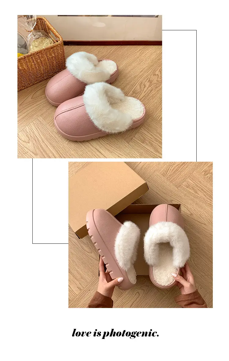 Women's Green Cotton Slippers with Faux Fur Trim — feature 13
