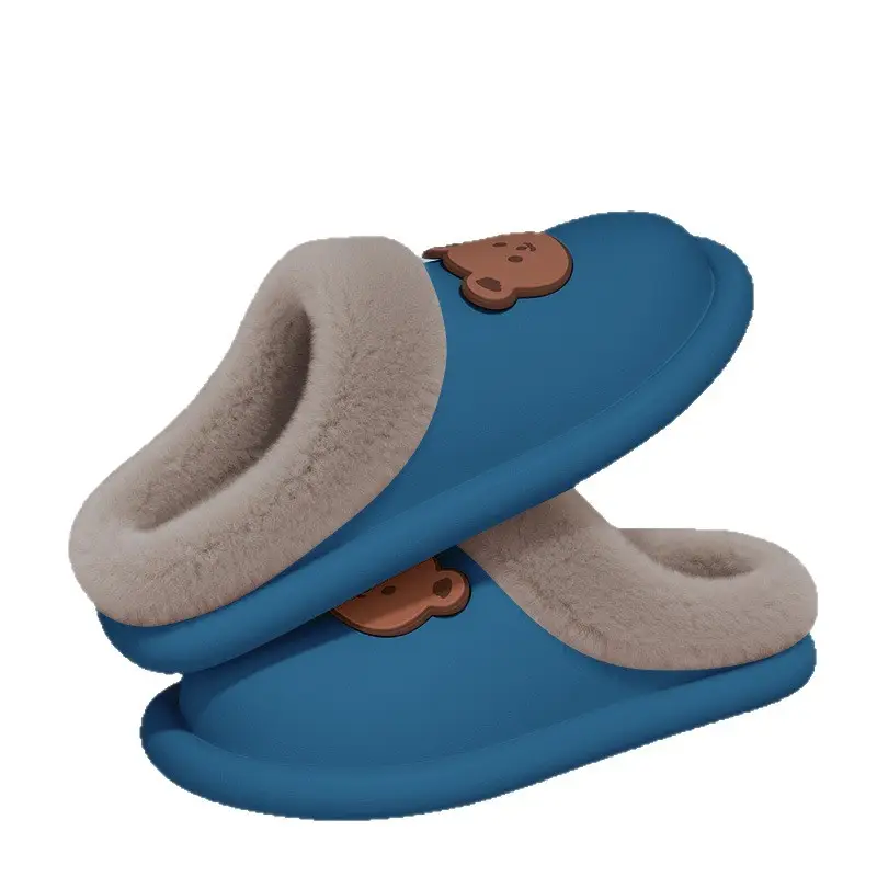 Blue Bear Embroidered Warm Indoor Slippers Winter 2025