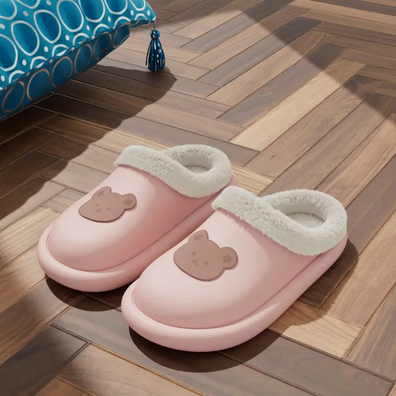 Blue Bear Embroidered Warm Indoor Slippers Winter 2025