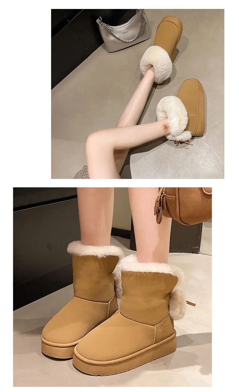 Qidan Shoe Factory Winter Snow Boots for Women, Fleece-Lined, Thickeneded, Warm, Fashionable, Thick-Soled, Non-Slip, Outer Wear, Furry Cotton Shoes for Women — feature 11