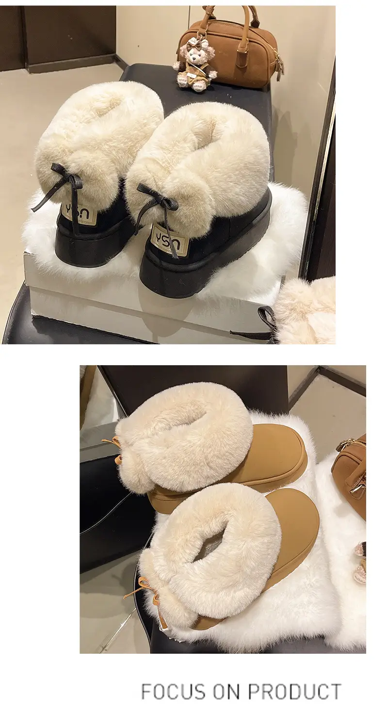 Qidan Shoe Factory Winter Snow Boots for Women, Fleece-Lined, Thickeneded, Warm, Fashionable, Thick-Soled, Non-Slip, Outer Wear, Furry Cotton Shoes for Women — feature 14