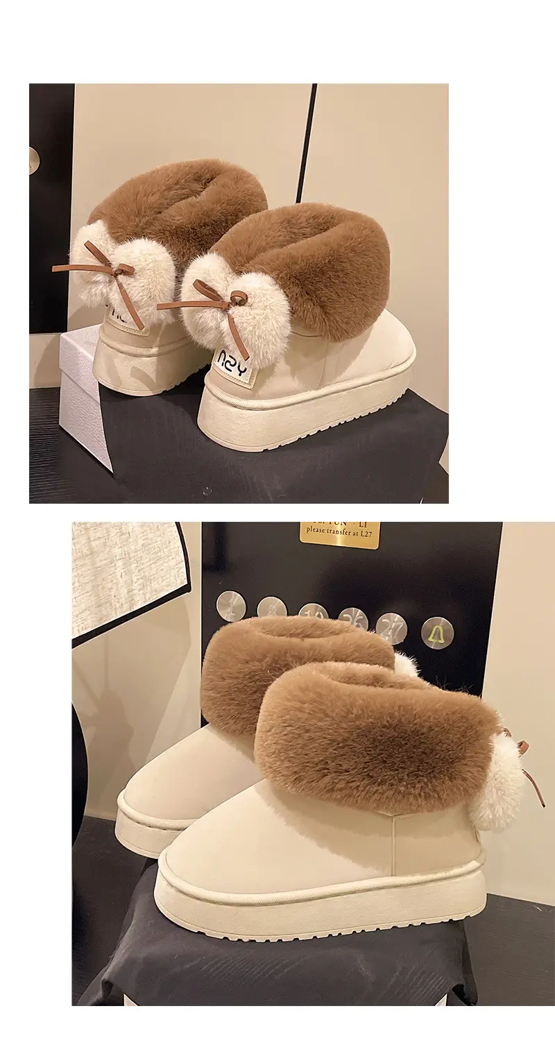 Qidan Shoe Factory Winter Snow Boots for Women, Fleece-Lined, Thickeneded, Warm, Fashionable, Thick-Soled, Non-Slip, Outer Wear, Furry Cotton Shoes for Women — feature 16