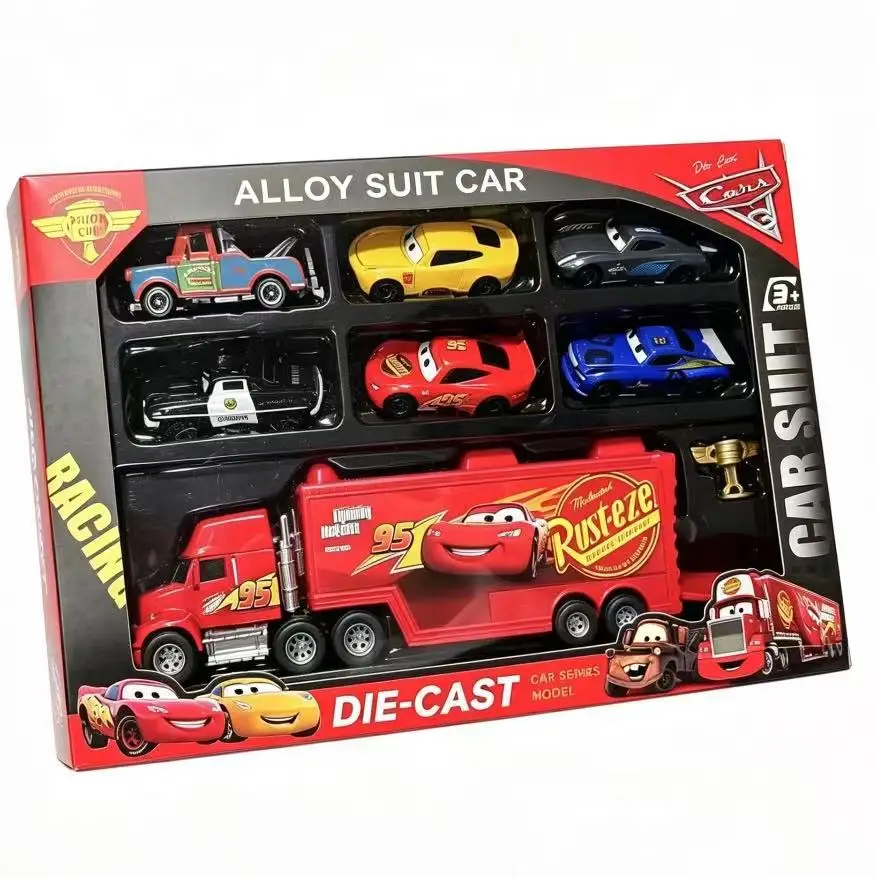 Cars Racing Alloy Lightning Mcqueen Children's Toy Set Cross-Border Black Storm King Cool Sister