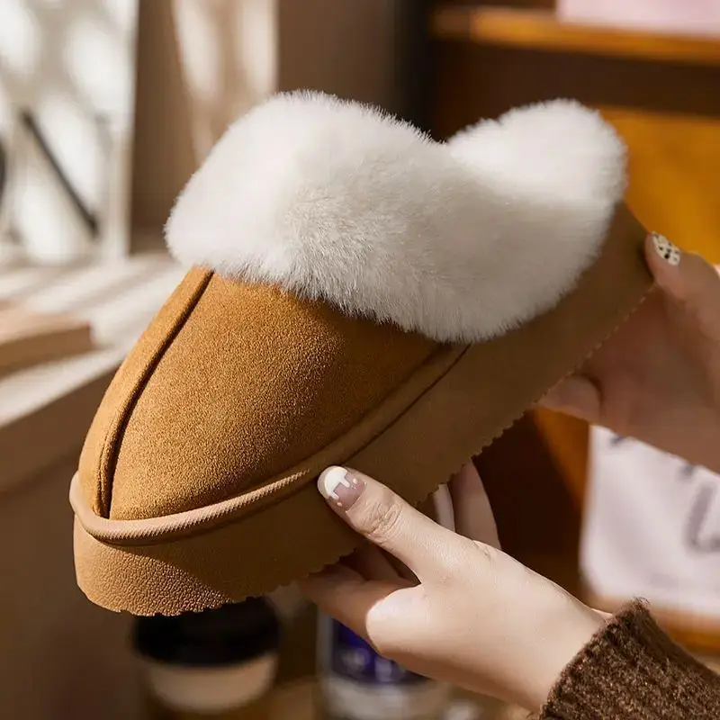 4cm Thick-Soled Baotou Cotton Slippers for Women in Autumn and Winter, Non-Slip, Thickeneded Outer Wear, Warm Eva Slippers for Men with Poop Feeling and Velvet Slippers - Image 9