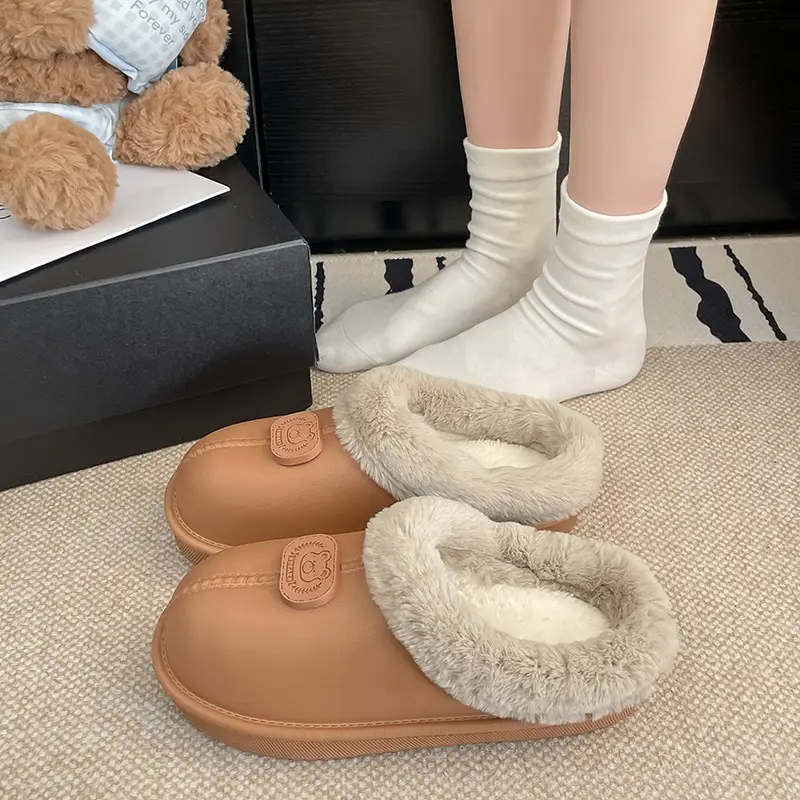 Casual Outer Wear Lightweight Flats Cotton Slippers for Women's Home Indoor Fleece-Lined Warm Eva Winter New Dormitory Cotton Shoes - Image 6