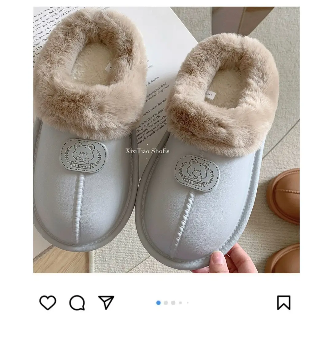 Casual Outer Wear Lightweight Flats Cotton Slippers for Women's Home Indoor Fleece-Lined Warm Eva Winter New Dormitory Cotton Shoes — feature 1