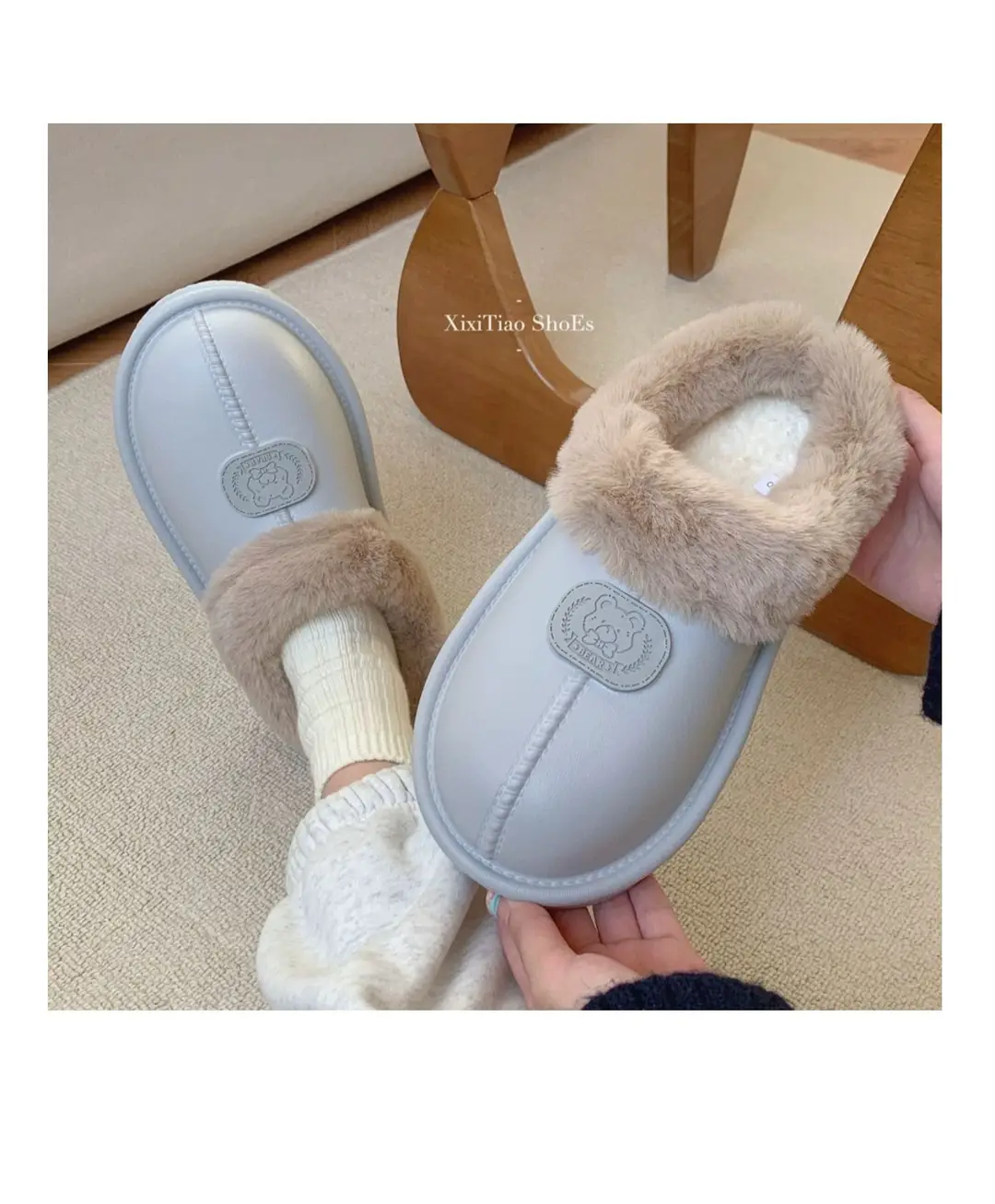 Casual Outer Wear Lightweight Flats Cotton Slippers for Women's Home Indoor Fleece-Lined Warm Eva Winter New Dormitory Cotton Shoes — feature 12