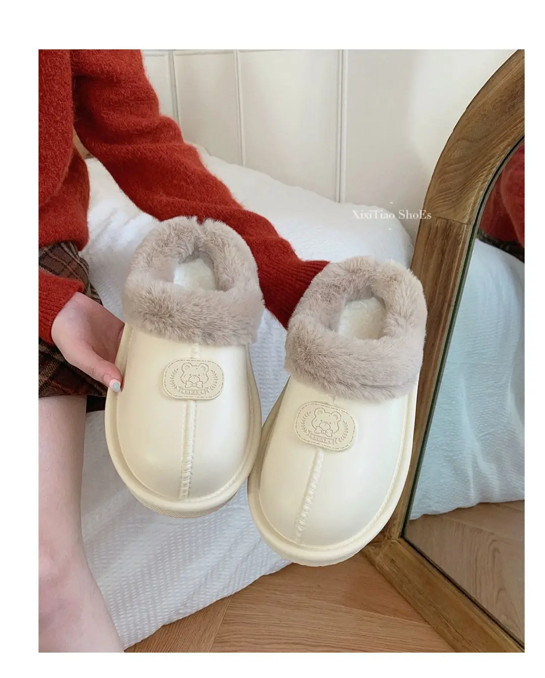 Casual Outer Wear Lightweight Flats Cotton Slippers for Women's Home Indoor Fleece-Lined Warm Eva Winter New Dormitory Cotton Shoes — feature 18
