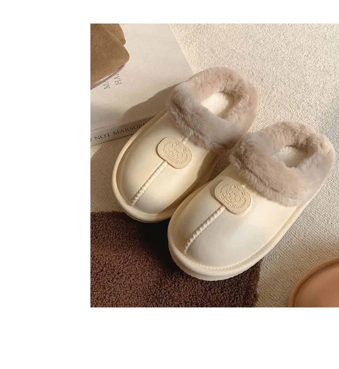 Casual Outer Wear Lightweight Flats Cotton Slippers for Women's Home Indoor Fleece-Lined Warm Eva Winter New Dormitory Cotton Shoes — feature 21