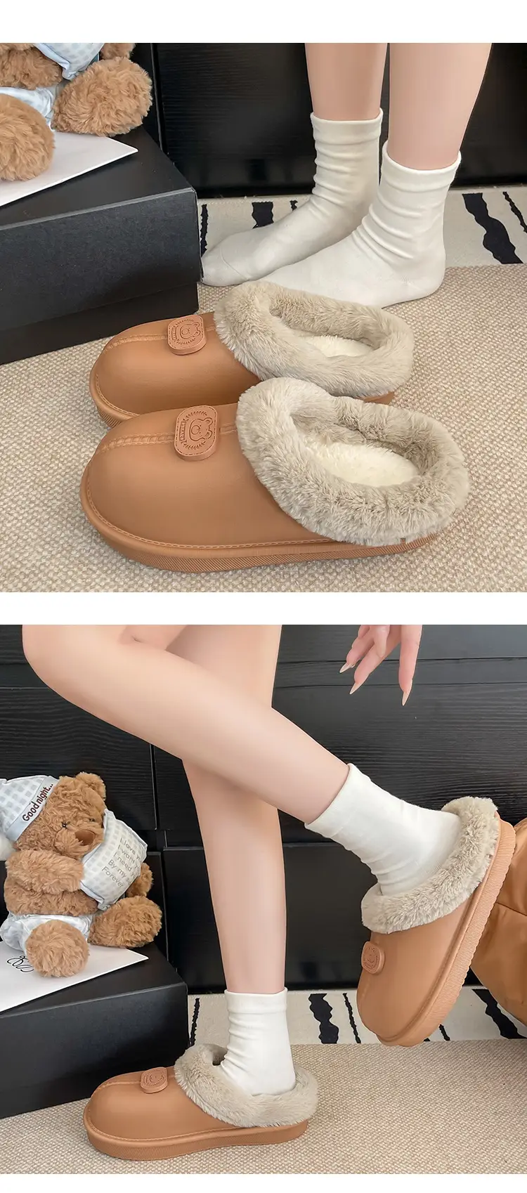 Casual Outer Wear Lightweight Flats Cotton Slippers for Women's Home Indoor Fleece-Lined Warm Eva Winter New Dormitory Cotton Shoes — feature 40