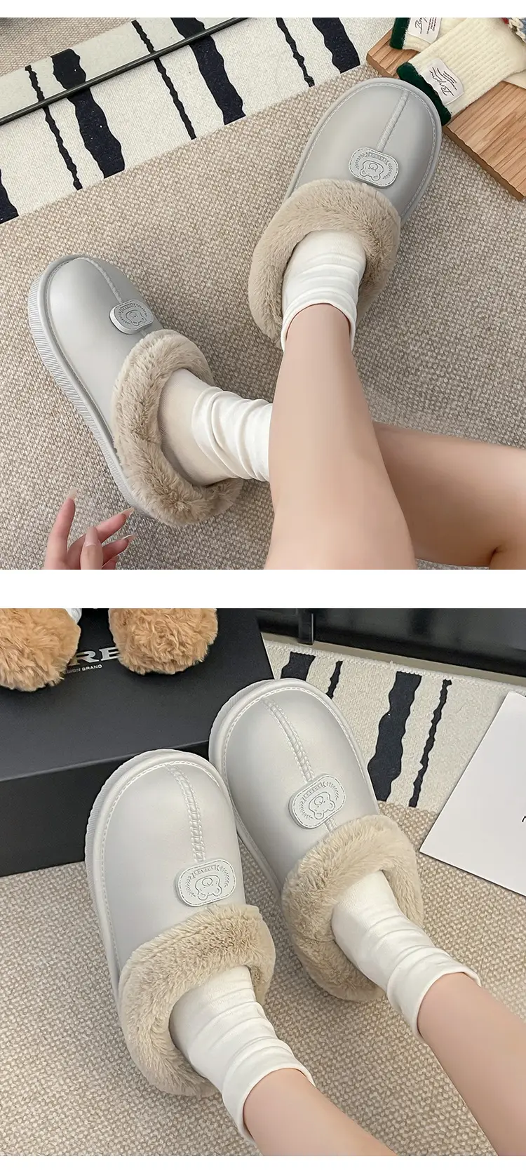 Casual Outer Wear Lightweight Flats Cotton Slippers for Women's Home Indoor Fleece-Lined Warm Eva Winter New Dormitory Cotton Shoes — feature 43