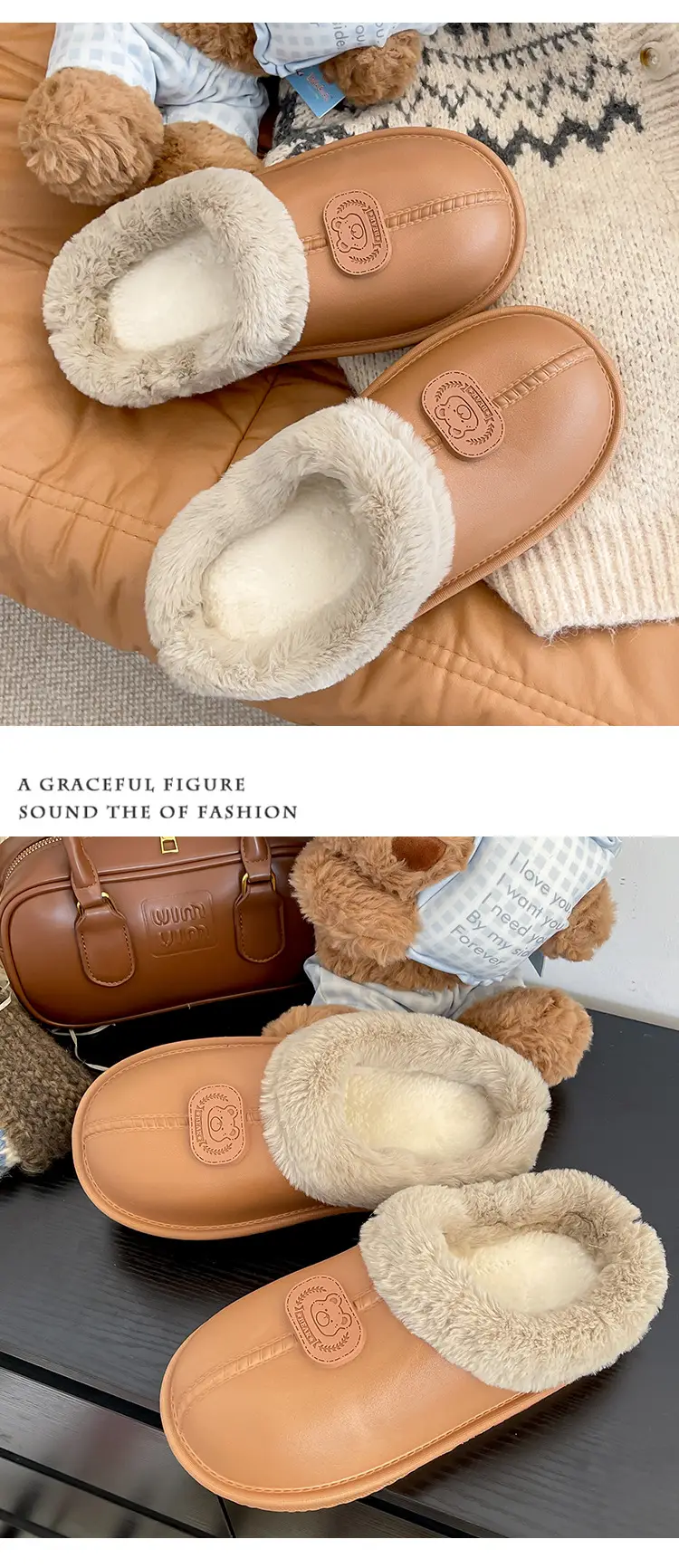 Casual Outer Wear Lightweight Flats Cotton Slippers for Women's Home Indoor Fleece-Lined Warm Eva Winter New Dormitory Cotton Shoes — feature 46