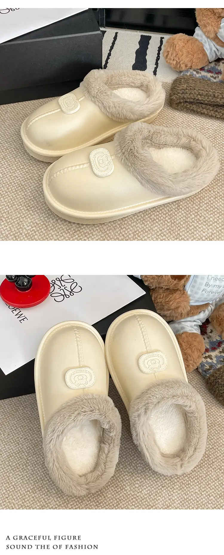 Casual Outer Wear Lightweight Flats Cotton Slippers for Women's Home Indoor Fleece-Lined Warm Eva Winter New Dormitory Cotton Shoes — feature 48