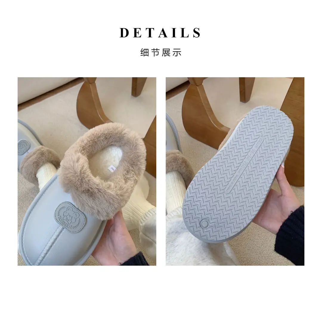 Casual Outer Wear Lightweight Flats Cotton Slippers for Women's Home Indoor Fleece-Lined Warm Eva Winter New Dormitory Cotton Shoes — feature 5