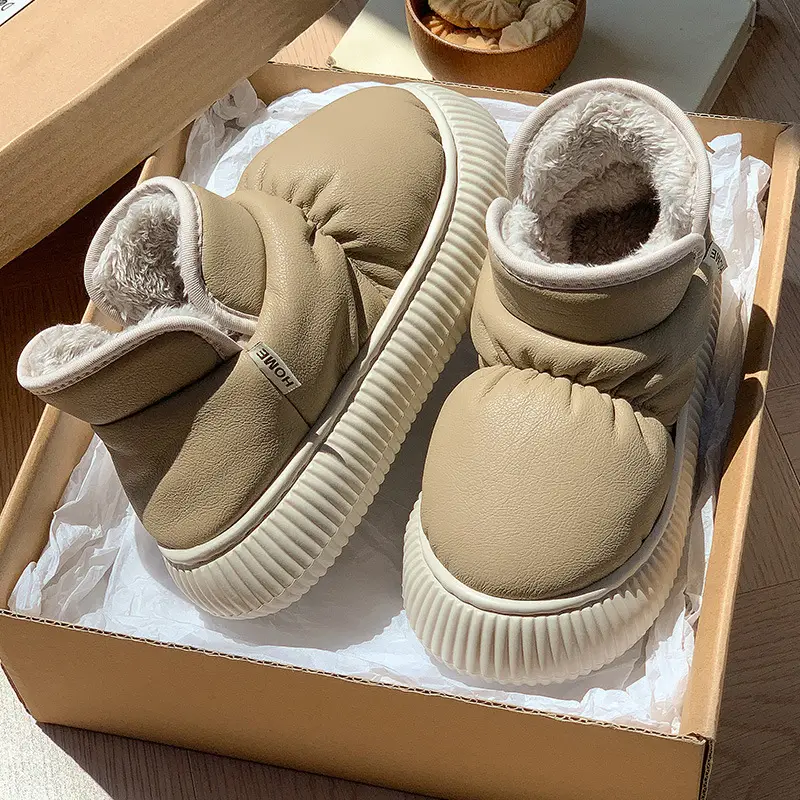 Mingsheng's New Cotton Slippers for Women in Autumn and Winter with Velvet and Thick Plush Thick Soles for Home Use and Non-Slip for Outdoor Use - Image 4