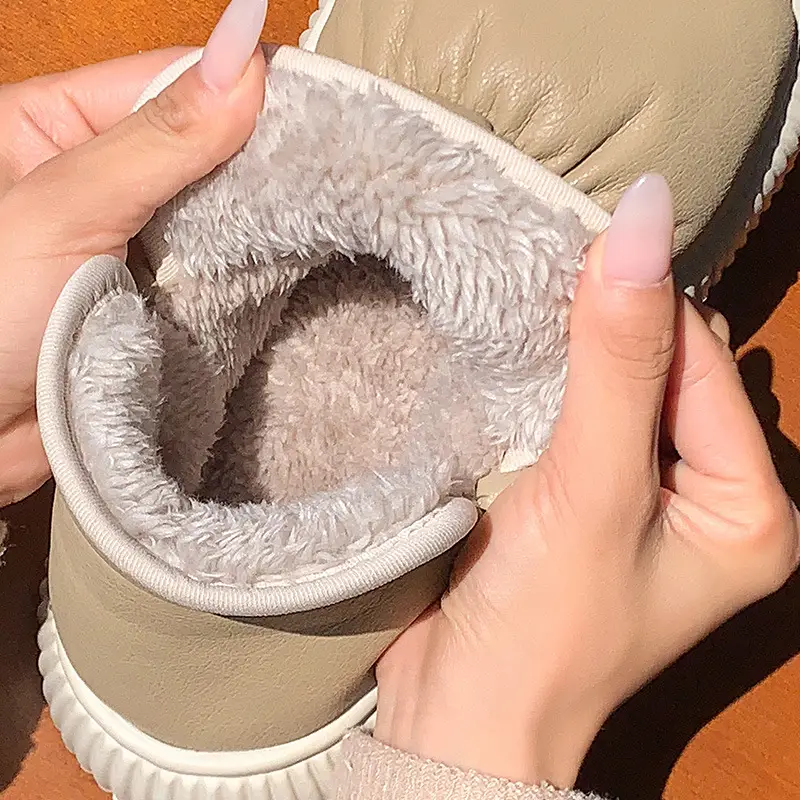 Mingsheng's New Cotton Slippers for Women in Autumn and Winter with Velvet and Thick Plush Thick Soles for Home Use and Non-Slip for Outdoor Use - Image 7
