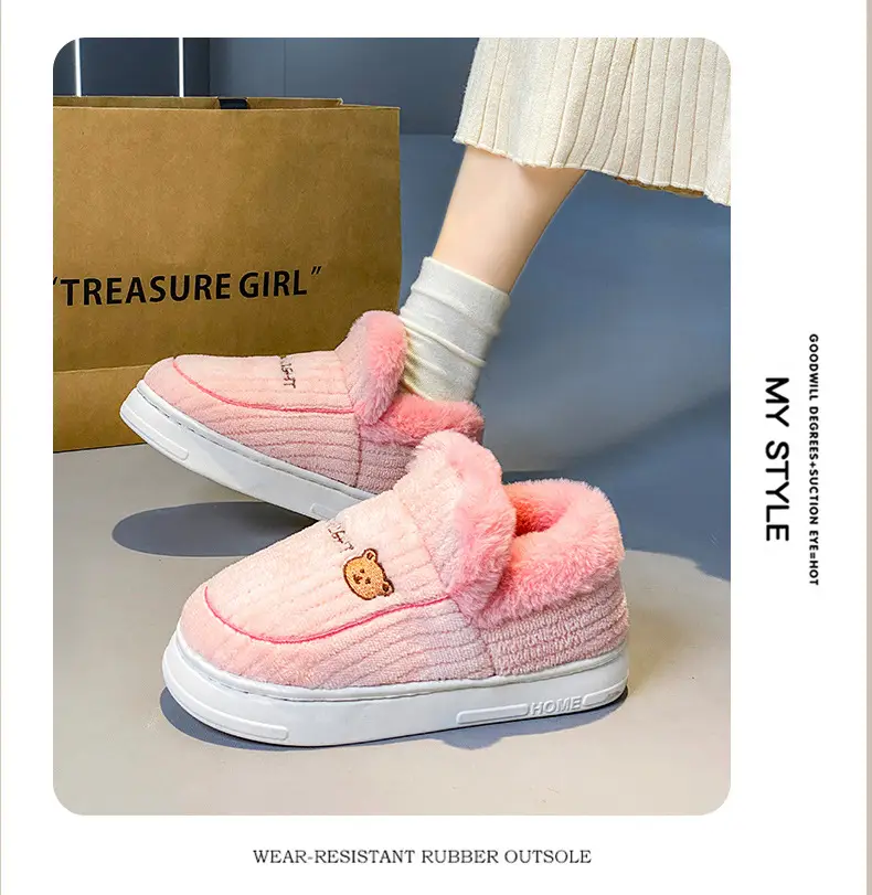Winter Grey Cotton Slippers with Thick Soles — feature 18