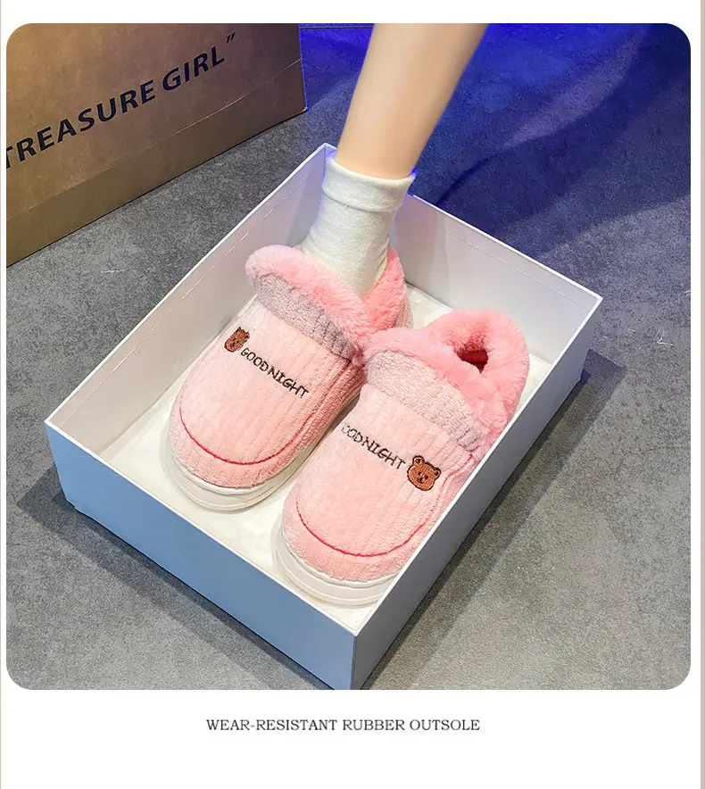 Winter Grey Cotton Slippers with Thick Soles — feature 19