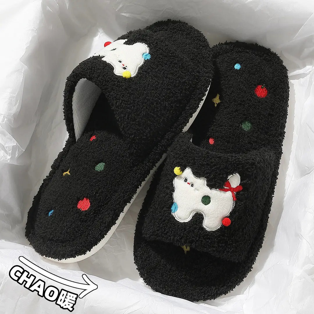 2025 New Cotton Slippers for Women Autumn and Winter Cute Home Indoor Soft Sole Anti-Slip Stuffed Warm Floor Mop for Women