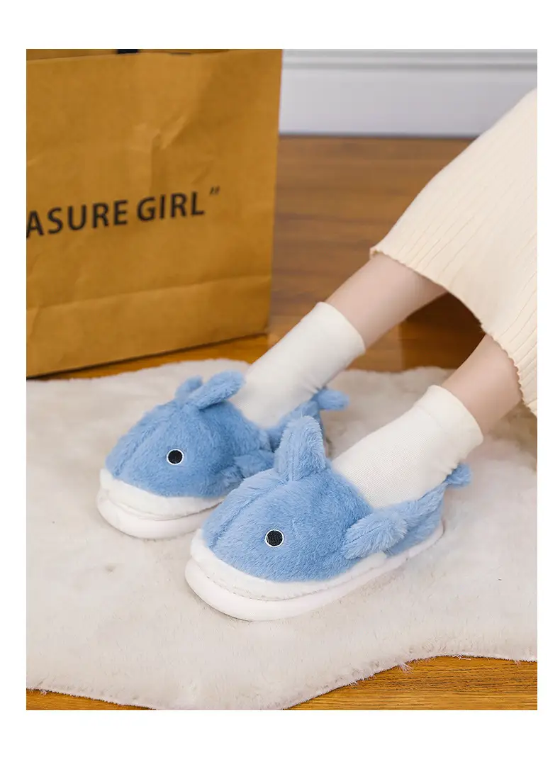 Big Shark Plush Slippers 2025, Plush Cotton Slippers with Added Fleece, Warm, Non-Slip, Solid Color, Suitable for Indoor and Outdoor Use, High-End Cotton — feature 10