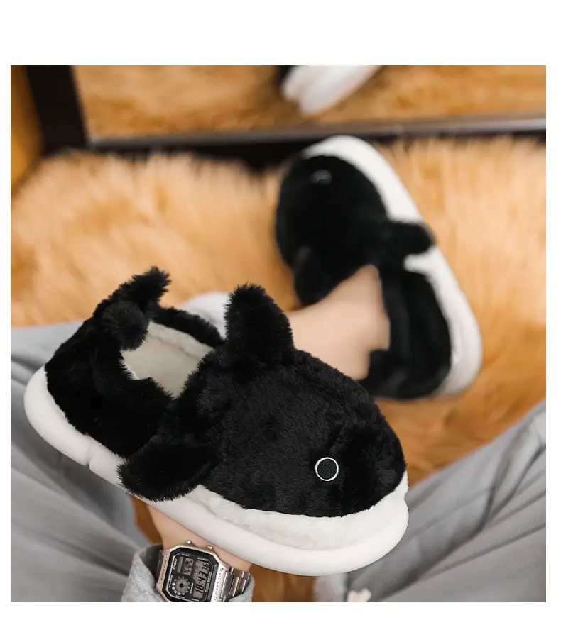 Big Shark Plush Slippers 2025, Plush Cotton Slippers with Added Fleece, Warm, Non-Slip, Solid Color, Suitable for Indoor and Outdoor Use, High-End Cotton — feature 13