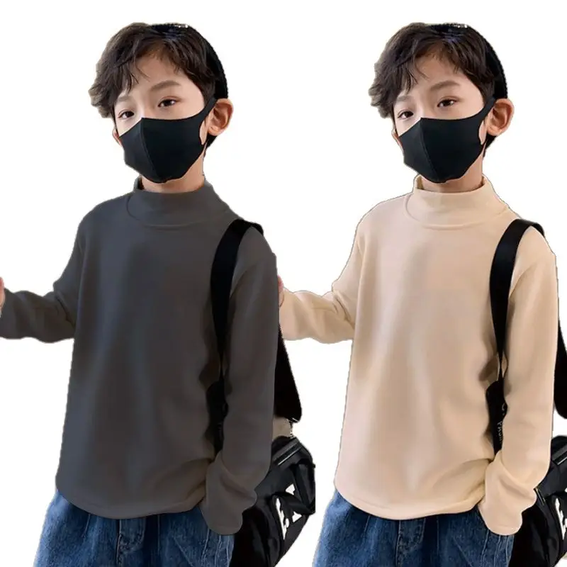 Autumn Winter Kids Turtleneck Long Sleeve Top Beige Cream