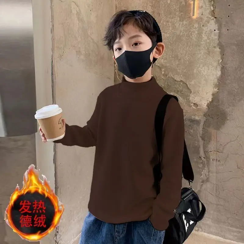 Autumn Winter Kids Turtleneck Long Sleeve Top Beige Cream