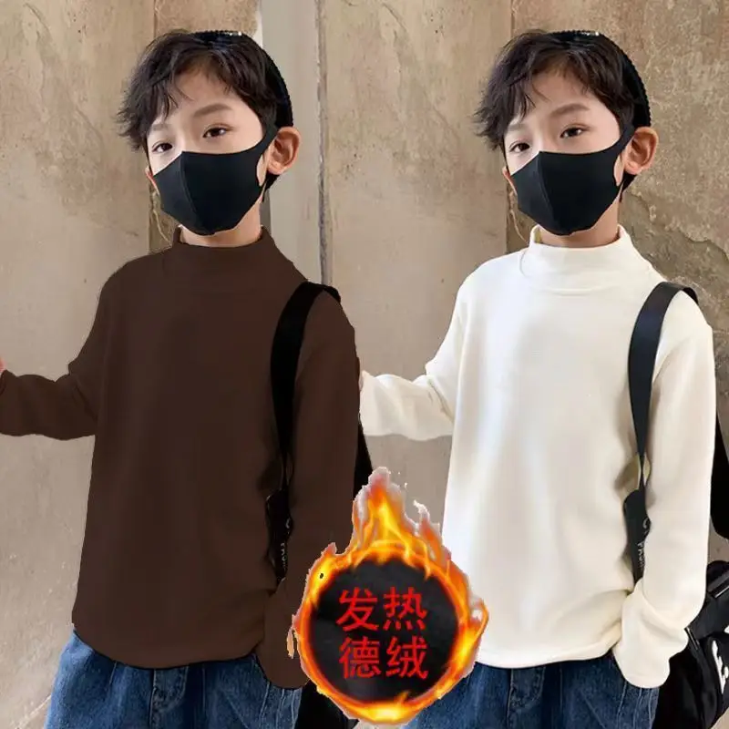 Autumn Winter Kids Turtleneck Long Sleeve Top Beige Cream