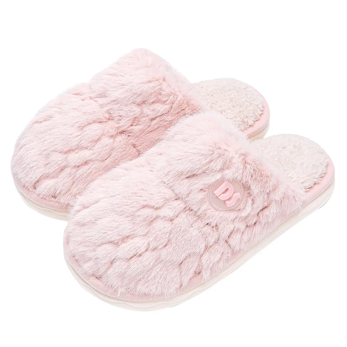 Pink Fluffy Cotton Winter Slippers for Women - Image 10
