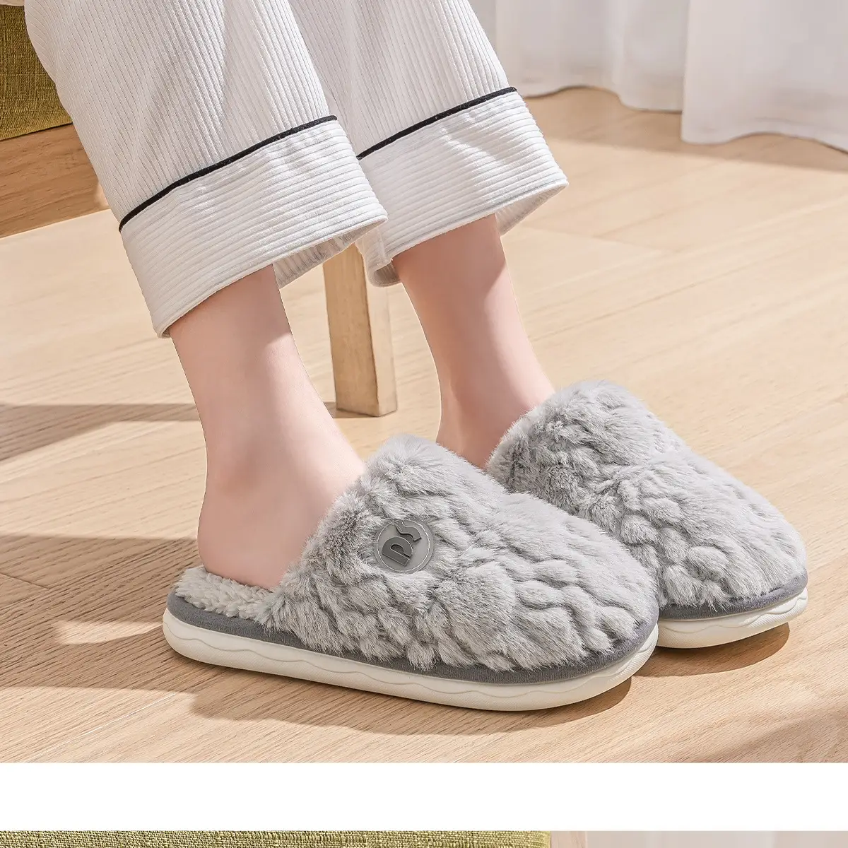 Pink Fluffy Cotton Winter Slippers for Women — feature 20