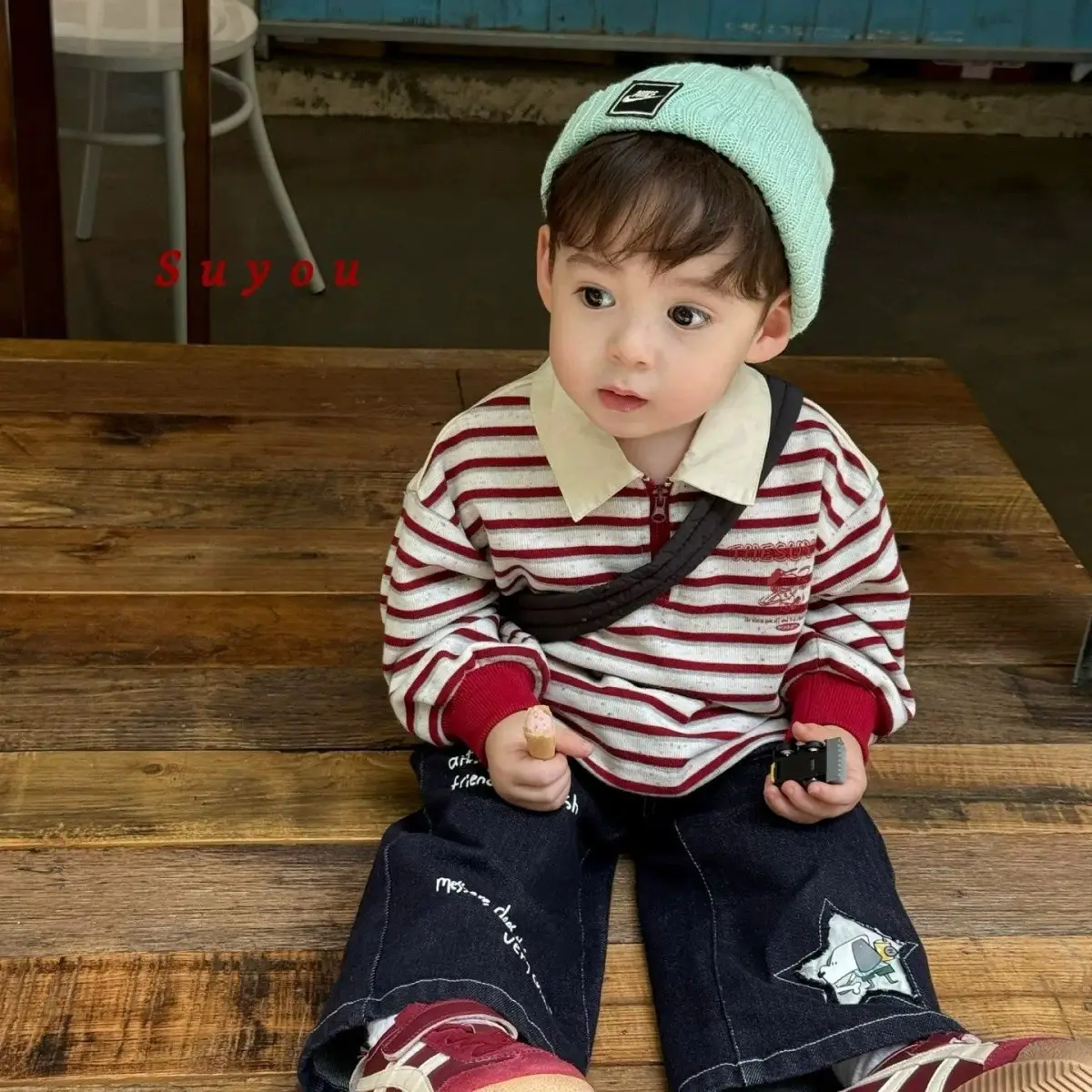 2025 Boys Korean Style Striped Polo T-Shirt Kids — feature 2