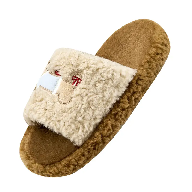 Furry Slippers for Women's Outer Wear 2025 New Indoor Home Winter Internet Celebrity Thick-Soled Furry Plush Shoes Autumn and Winter - Image 5