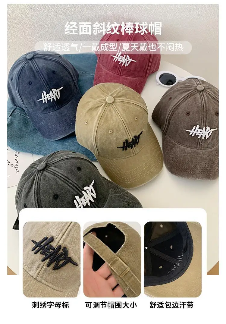 Women Washed Baseball Cap Deep Blue Small Hole — feature 32