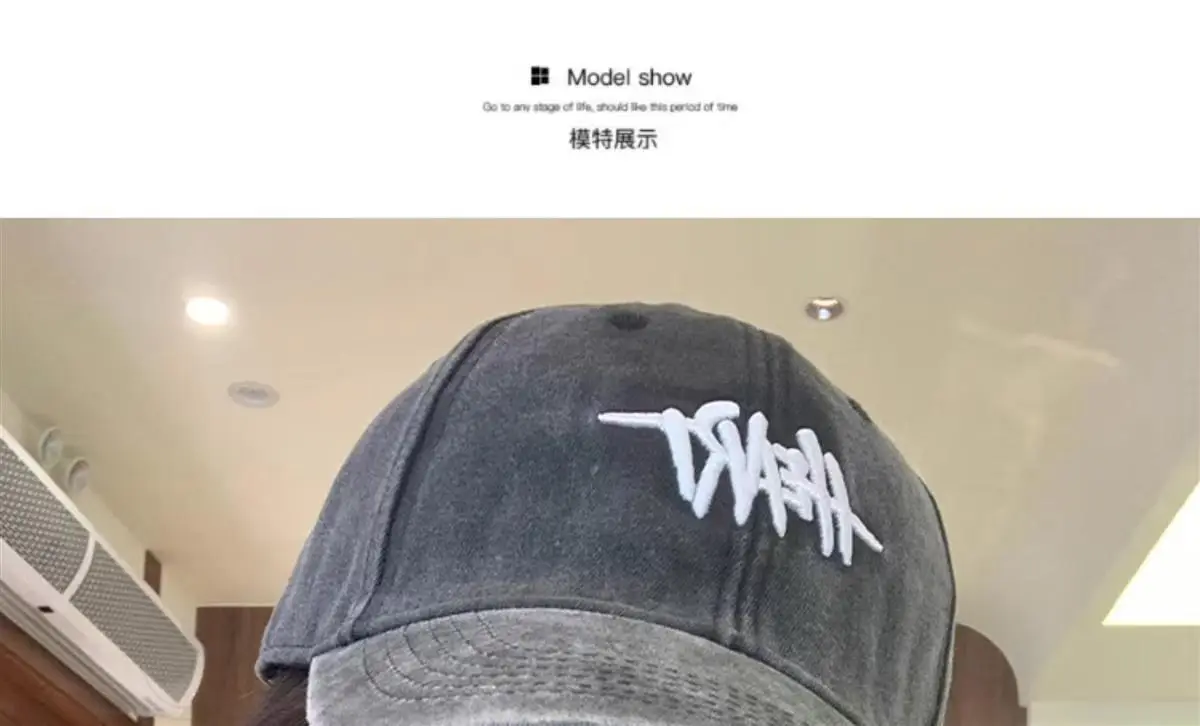 Women Washed Baseball Cap Deep Blue Small Hole — feature 33