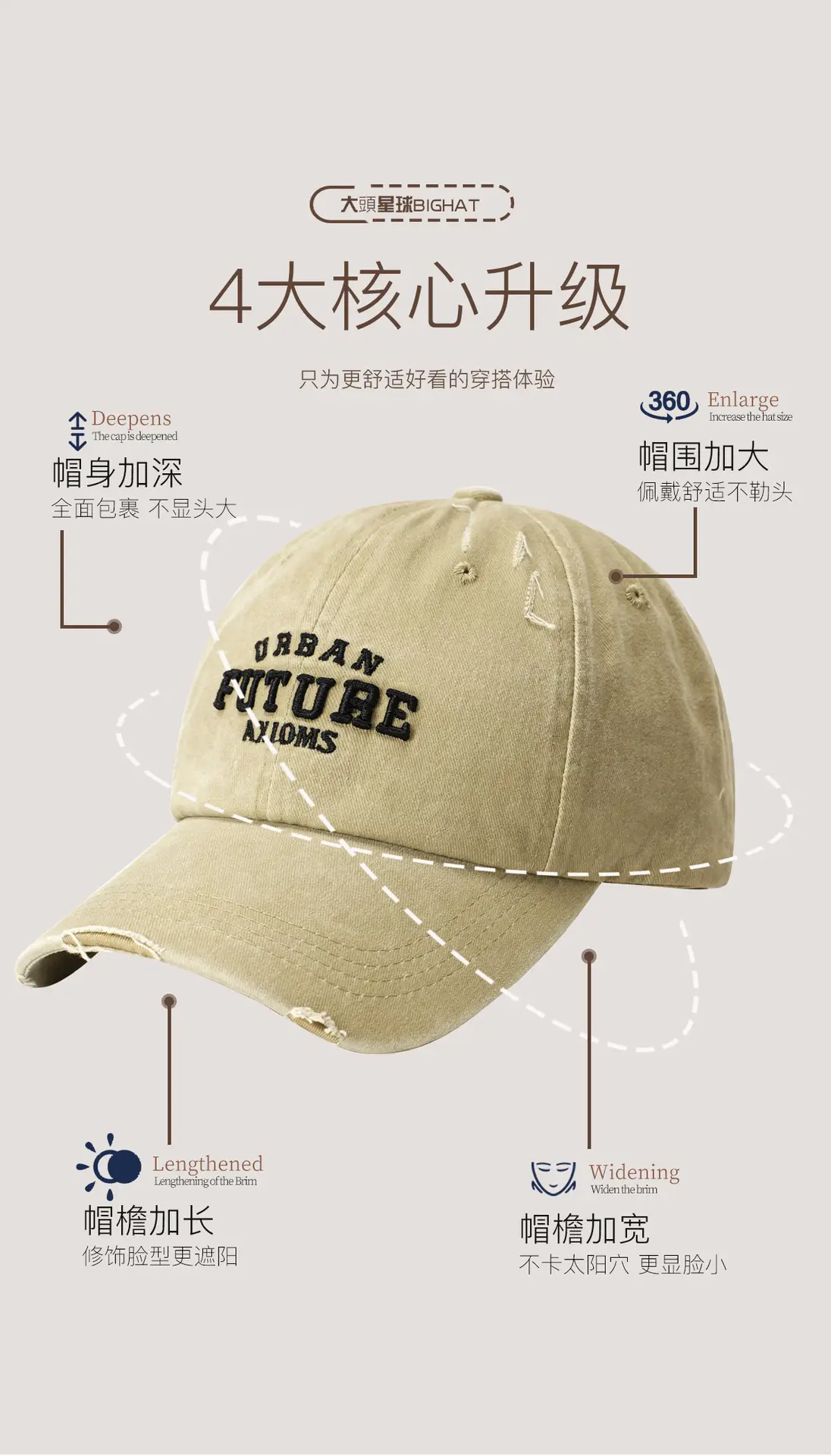Women Washed Baseball Cap Deep Blue Small Hole — feature 7