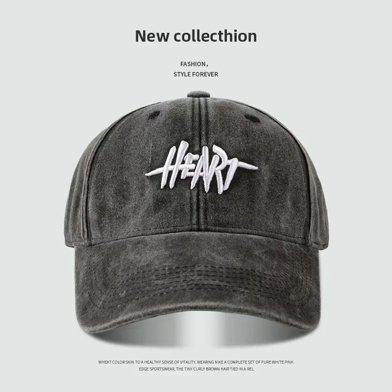 Women Washed Baseball Cap Deep Blue Small Hole - Image 12
