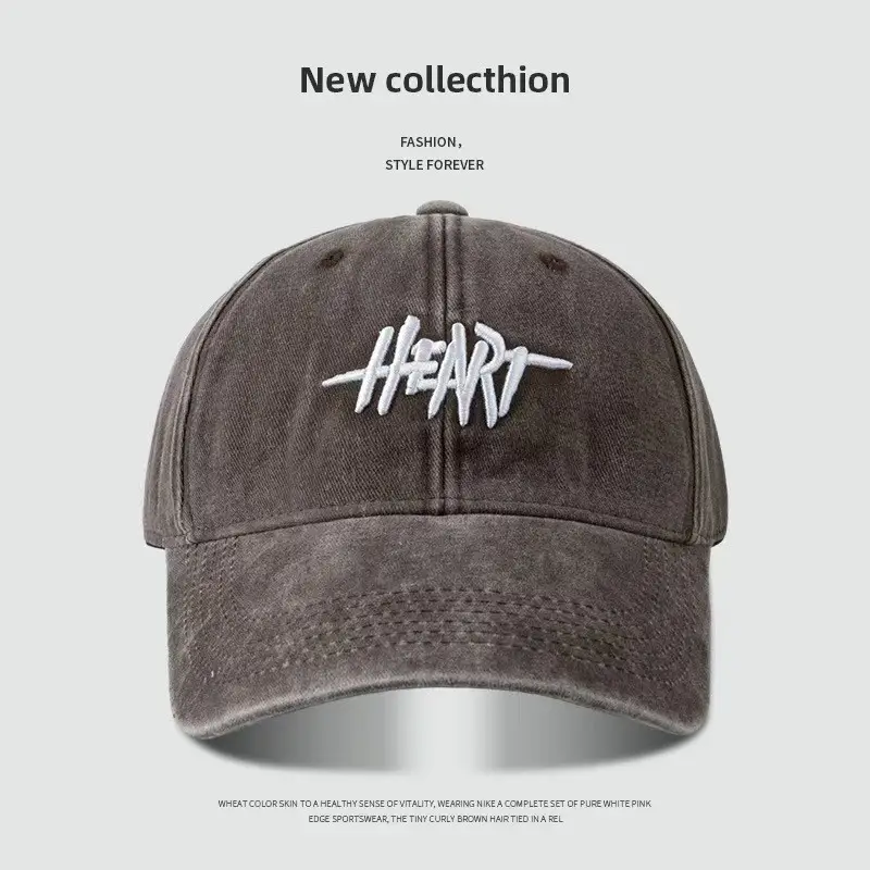 Women Washed Baseball Cap Deep Blue Small Hole - Image 14